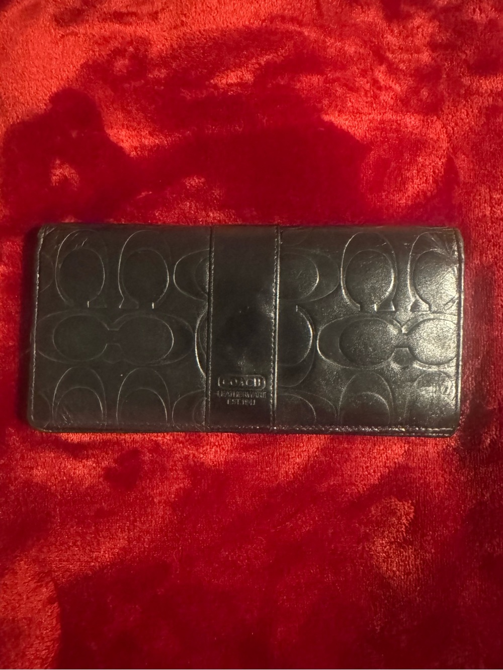 Coach Black Embossed Leather Continental Wallet